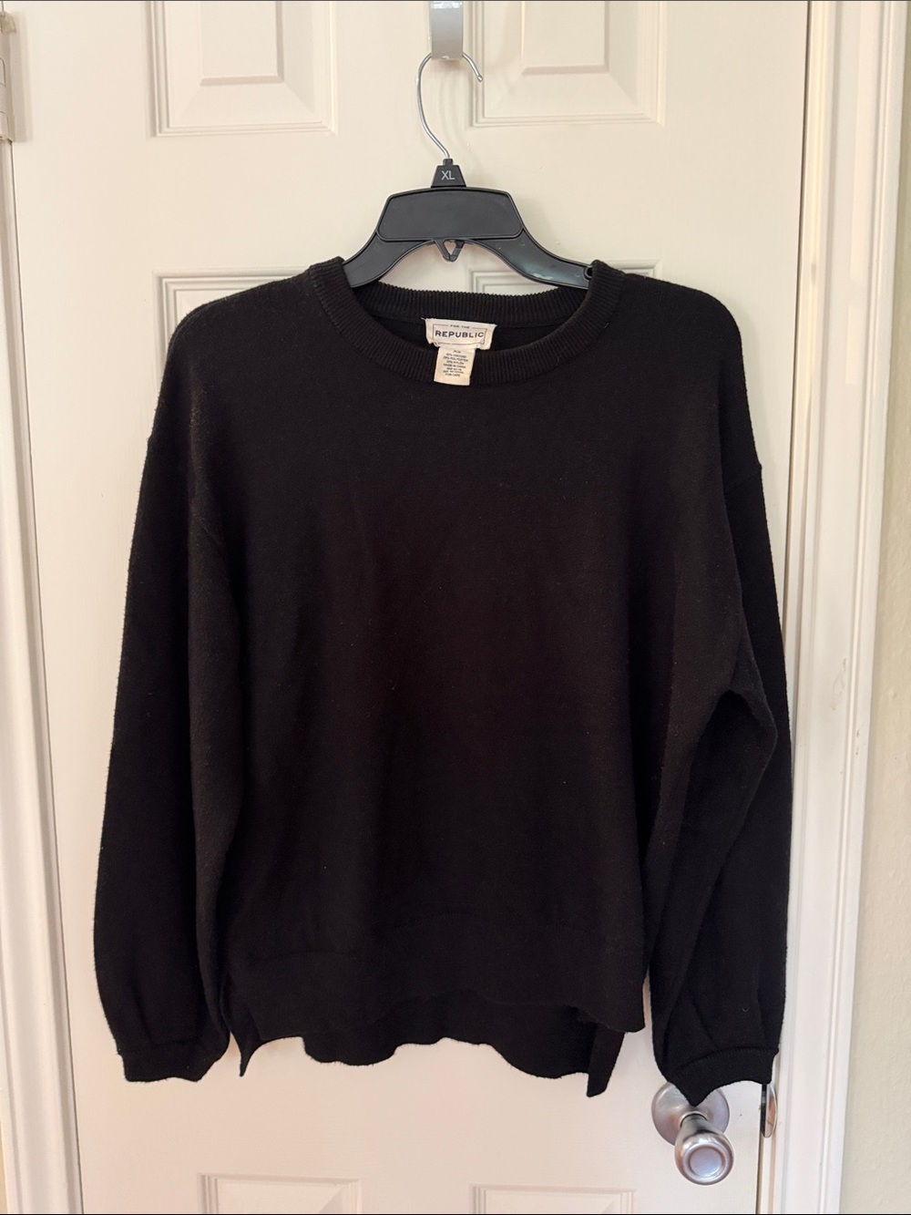 For The Republic Black Crewneck Pullover Sweater